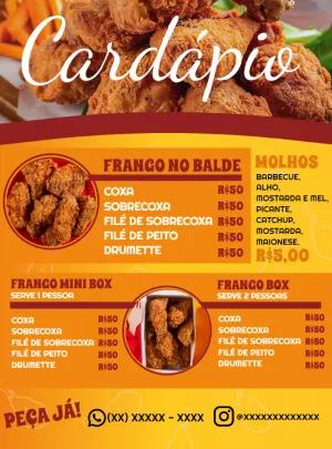 Cardápio de Frango Frito: Modelo Editável para Restaurante