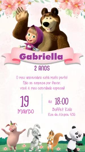 Convite Aniversário Masha e o Urso para Editar Online