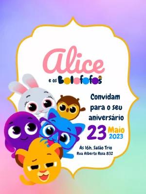 Convite de Aniversário Bolofofos com a Turma para Editar Online