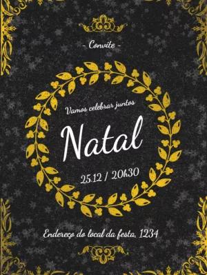Convite de Natal Elegante Dourado para Editar Online