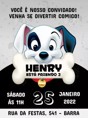 Convite Aniversário 101 Dálmatas para Editar Online