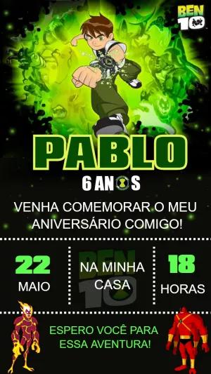Convite de Aniversário Ben 10 para Editar Online