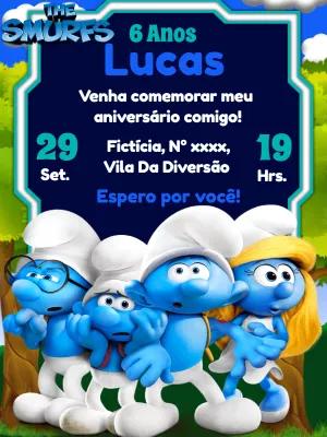 Convite Aniversário dos Smurfs para Editar Online