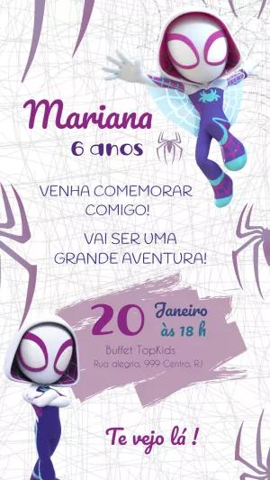Convite Aniversário Spider-Gwen para Editar Online