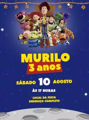 Convite de Aniversário Toy Story com Personagens para Editar