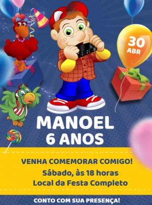 Convite de Aniversário Cocoricó com a Turma para Editar Online
