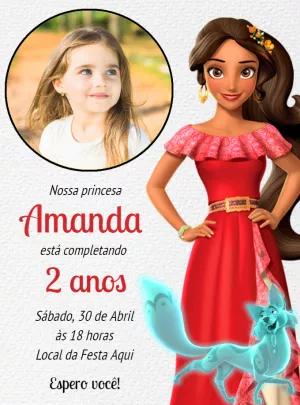 Convite Aniversário Elena de Avalor com Foto para Editar Online