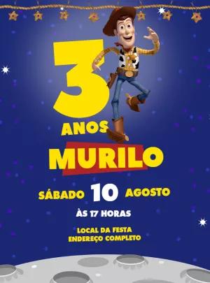 Convite Aniversário Woody Toy Story para Editar Online
