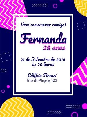 Convite de Aniversário Neon com Formas para Editar Online