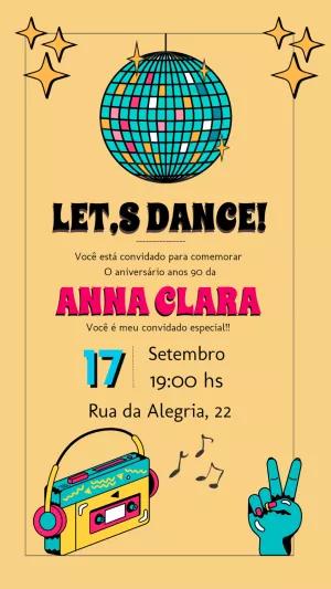 Convite Aniversário Anos 90 Retrô para Editar Online