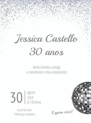 Convite de Aniversário Balada com Glitter para Editar Online