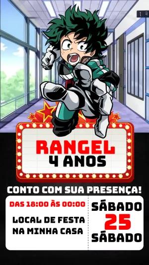 Convite de Aniversário Boku no Hero Academia para Editar Online