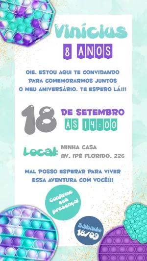 Convite Aniversário Fidget Toys Pop It para Editar Online