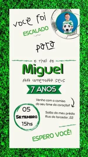 Convite Aniversário Futebol com Foto para Editar Online