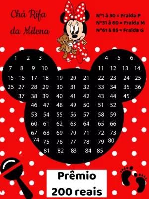 Rifa Chá de Bebê Minnie Vermelha para Editar Online