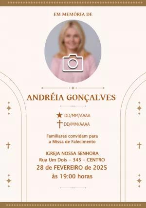 Convite Missa de Falecimento com Foto para Editar Online