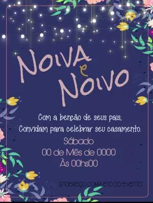 Convite de Casamento Floral com Luzes para Editar Online