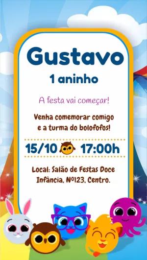 Convite de Aniversário Bolofofos Editável Online