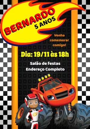 Convite de Aniversário Blaze and the Monster Machines para Editar