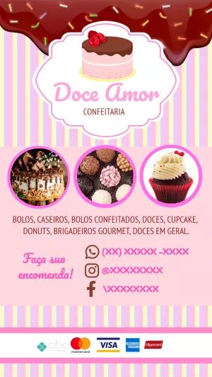 Cartão de Visita Confeitaria Doce Editável Online para Imprimir