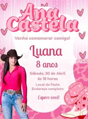 Convite de Aniversário Ana Castela para Editar Online