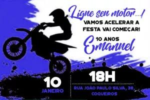 Convite de Aniversário Motocross Radical para Editar Online