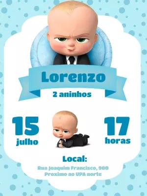 Convite de Aniversário Poderoso Chefinho com Atitude para Editar
