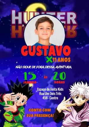 Convite de Aniversário Hunter x Hunter com Foto para Editar