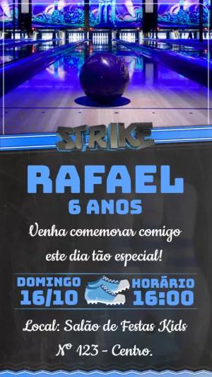 Convite Aniversário Boliche Menino para Editar Online