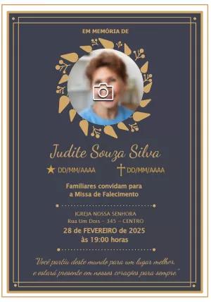 Convite Missa de Falecimento com Foto para Editar Online