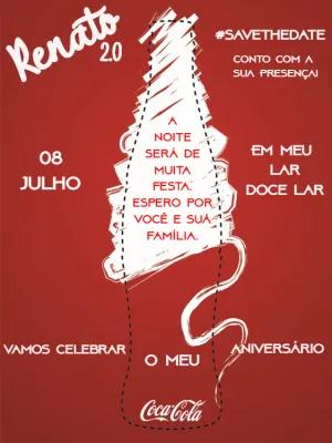 Convite de Aniversário Tema Coca Cola para Editar Online