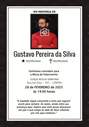 Convite de Missa de Falecimento com Foto para Editar Online