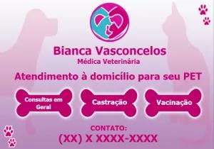 Cartão de Visita Veterinária Atendimento a Domicílio para Editar