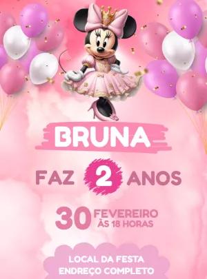 Convite de Aniversário Minnie Realeza para Editar Online
