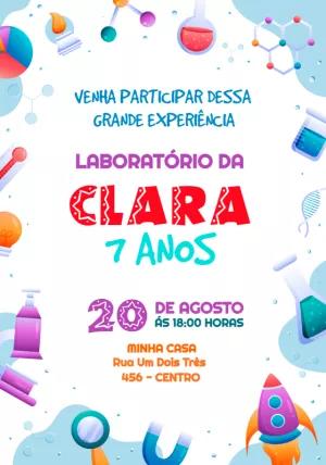 Convite de Aniversário Laboratório de Ciências para Editar