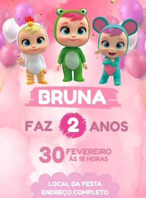 Convite de Aniversário Cry Babies para Editar Online