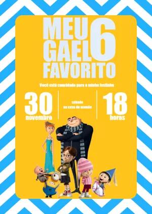 Convite Aniversário Meu Malvado Favorito para Editar Online
