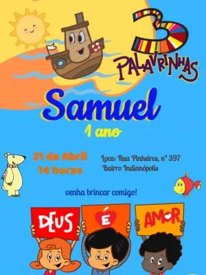 Convite Aniversário 3 Palavrinhas com Personagens para Editar