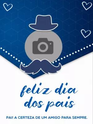 Cartão de Dia dos Pais com Foto e Bigode para Editar Online