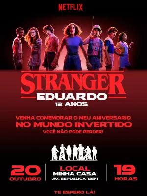 Convite Aniversário Stranger Things para Editar Online