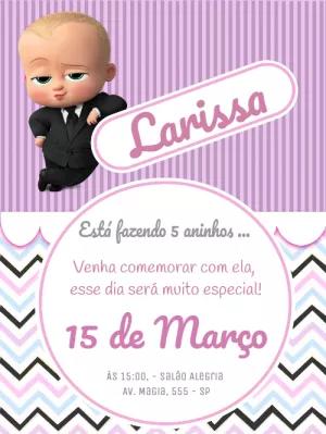 Convite Aniversário Poderoso Chefinho Menina para Editar Online