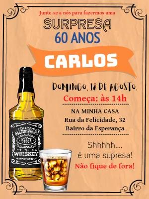 Convite Aniversário Tema Whisky para Editar Online