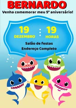 Convite de Aniversário Baby Shark para Editar Online