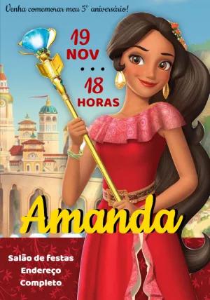 Convite Aniversário Elena de Avalor para Editar Online