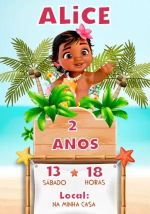 Convite de Aniversário Moana Baby para Editar Online
