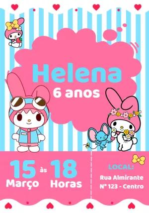 Convite de Aniversário My Melody para Editar Online