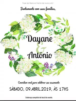 Convite de Casamento Floral com Hortênsias para Editar Online