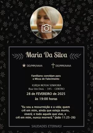 Convite de Missa de Falecimento com Foto para Editar Online