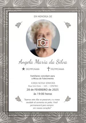 Convite Missa de Falecimento com Foto para Editar Online