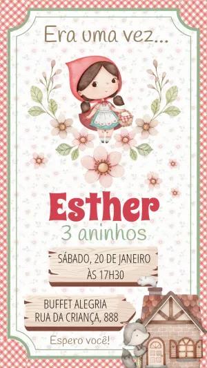 Convite Aniversário Chapeuzinho Vermelho para Editar Online